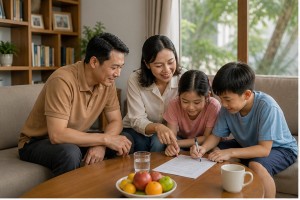 Cha me va con cung trao doi ve chu de: Xây dựng cuối tuần không game cho cả gia đình