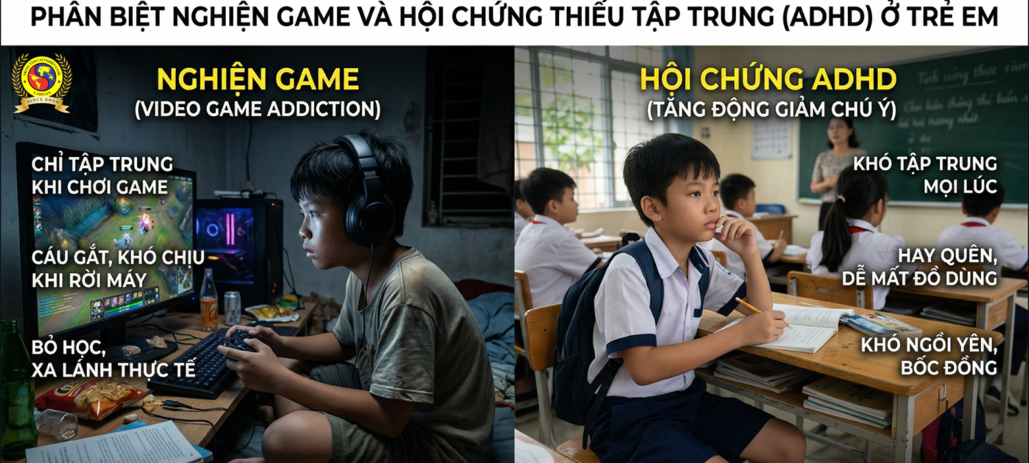 Trẻ nghiện game và trẻ ADHD